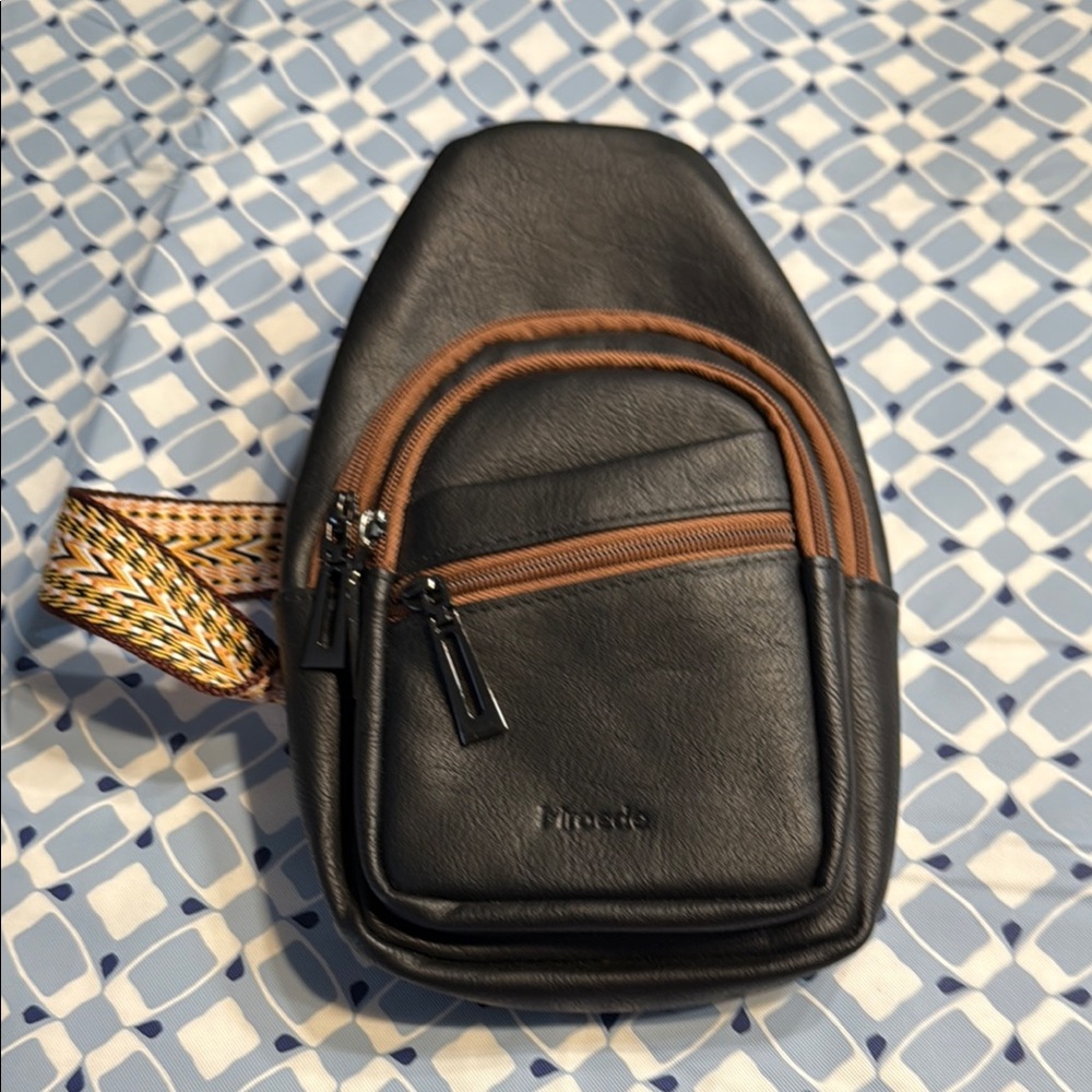 Black and Brown Cross Body Sling Bag